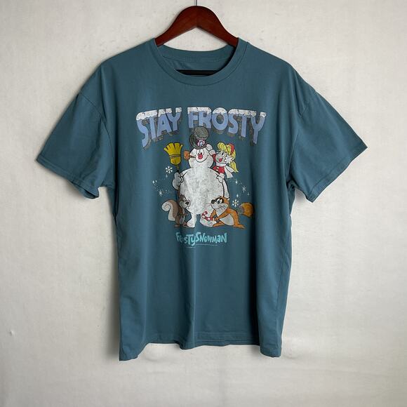 Frosty The Snowman Christmas Holiday Tee Pure Cotton Mens Large - Picture 2 of 7